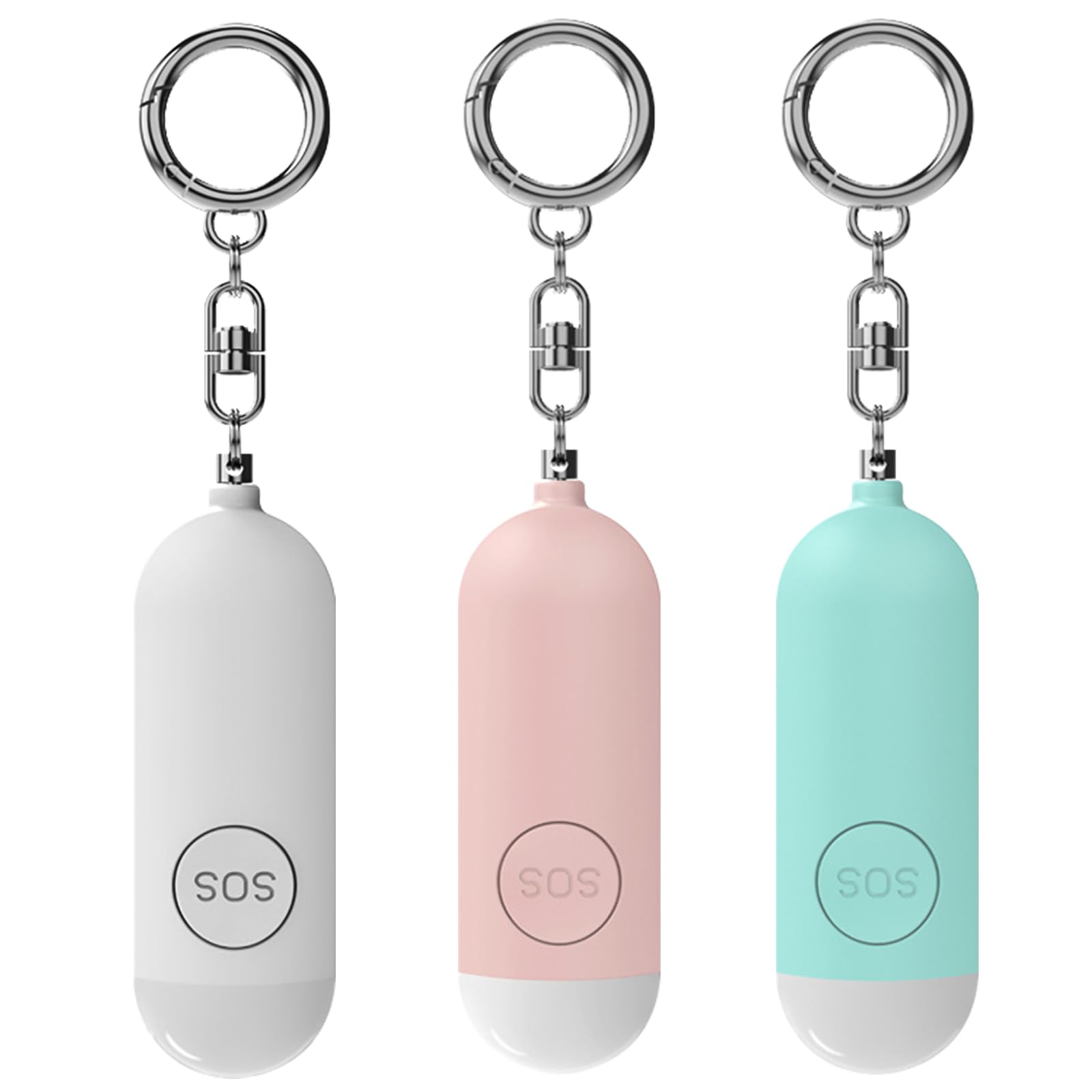 3 Piezas Alarma Personal, Personal Security, 130db Alarma De Seguridad De Pánico, Recordatorio De Batería Baja Autodefensa Llavero con Iluminación Led para Mujeres, Hombres, Niños Y Personas Mayores