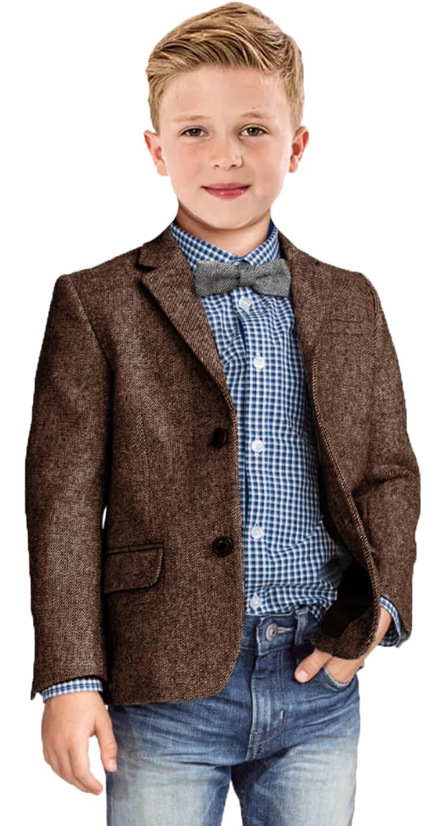 Blazer für Jungen, Retro-Fischgrätenmuster, formeller Tweed-Muster, klassische Kinderjacke für Jungen, Hochzeit, Freizeitjacke
