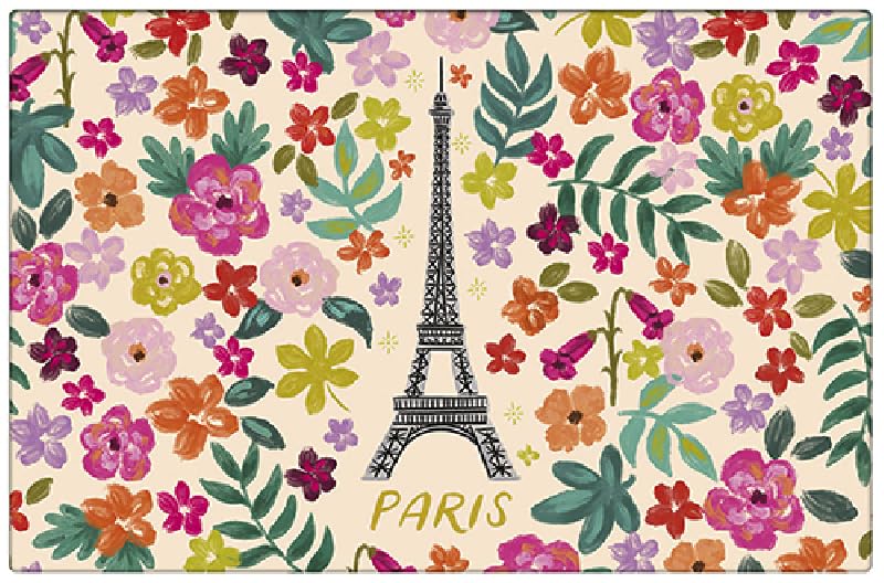 Set de Table Paris Tour Eiffel - Motif Tour Eiffel stylisée au Milieu d'un décor Fleuri