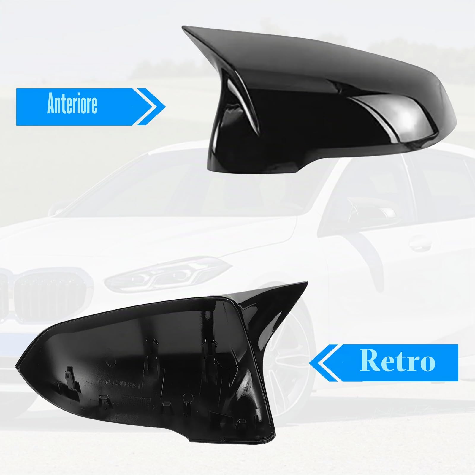 Cappuccio Dello Specchietto Retrovisore Sostituzione per BMW 1 series Touring F40/F53 2017-2024, Cappucci per Specchietti Retrovisori Copri Retrovisore Automatico Scintillante, Nero