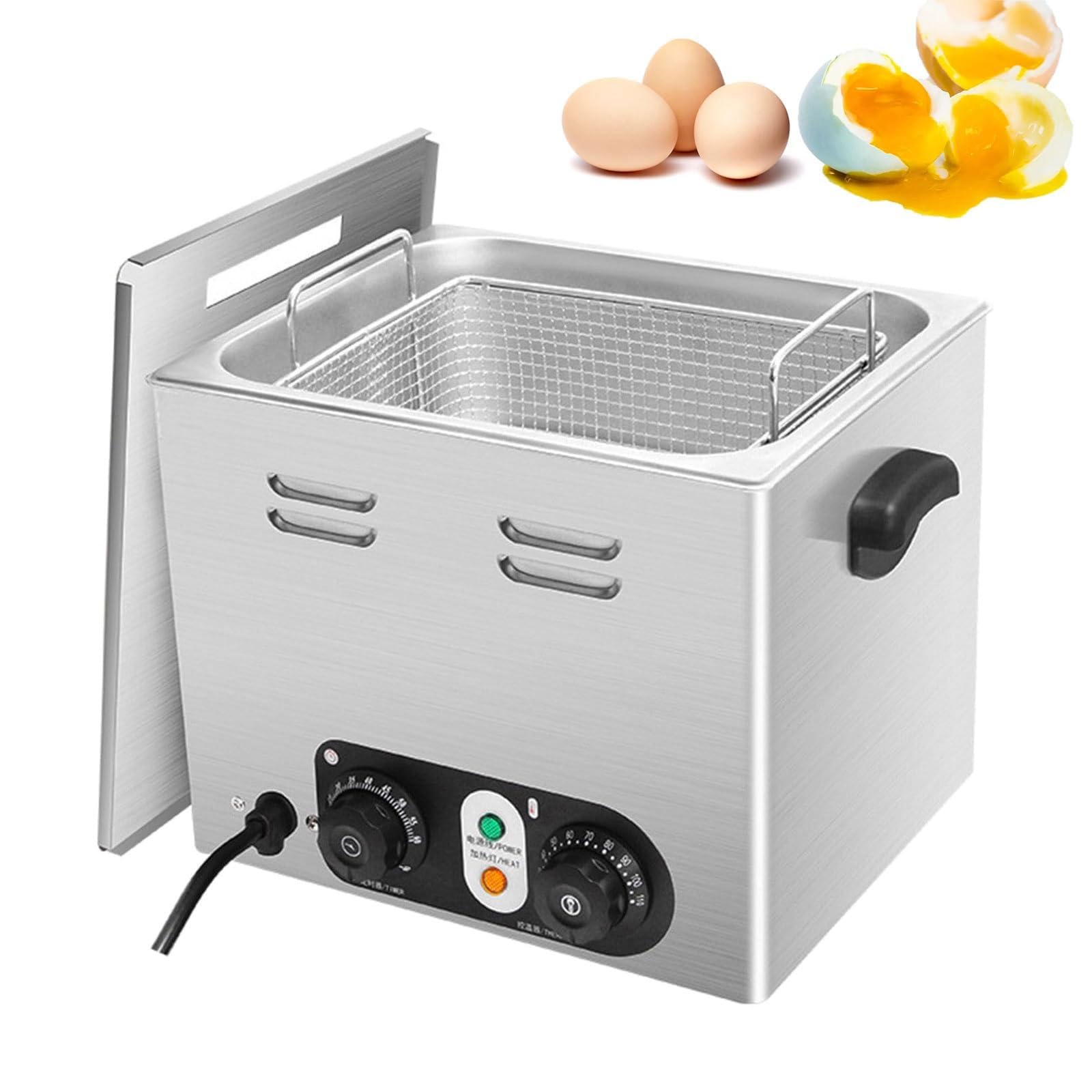 Eoweiot 2600W Commercial Egg Boiler, Stainless Steel Hot Spring Cooker with 45 Pcs Mesh Basket, 30-110℃ Temperature Control and Timer