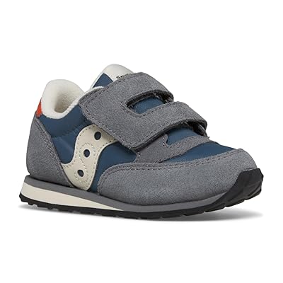 Saucony Kids Jazz Hook Loop Sneaker (Toddler/Little Kid) Kids Shoes Grey/Blue/Orange