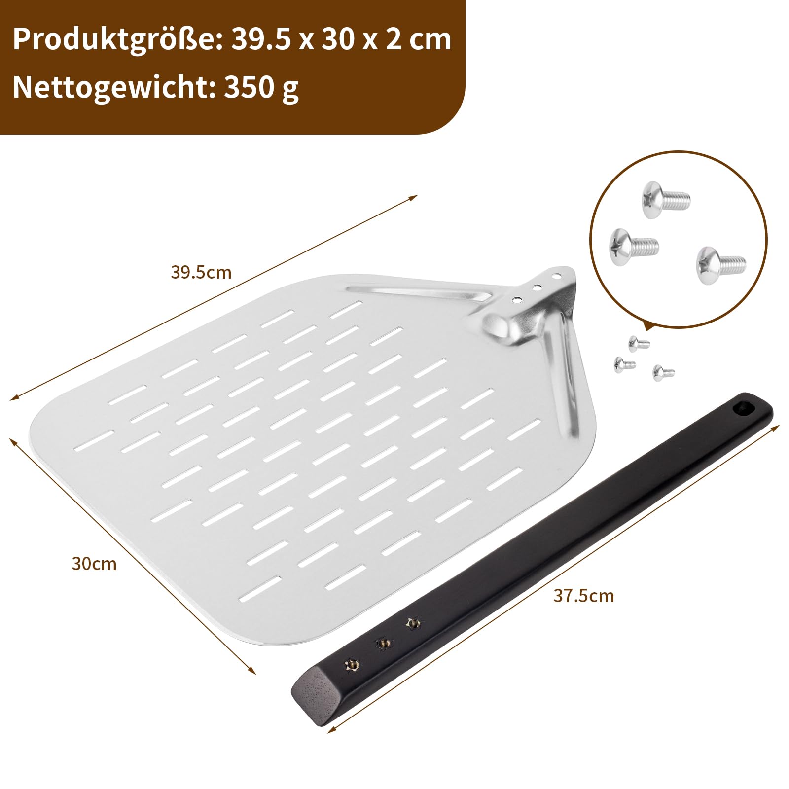 Pizzaschep 40 X 30 Cm 12 Inch Pizzaschep Met Groot Oppervlak En Afneembaar Handvat Pizzaschuif Voor Zelfgemaakte Pizzas Bakken Brood Kleur Zilver G