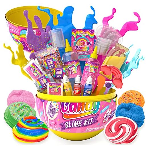 GirlZone Regalos para Niñas Kit de Slime para Niñas Huevo Sorpresa Dulces Arcoíris, Manualidades DIY Rainbow Egg Candy Slime Kit para Hacer Slime Nube Esponjosa, Slime de Mantequilla
