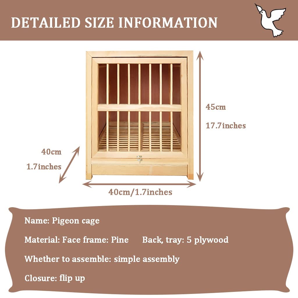 Jaula de palomas de madera maciza con bandeja extraíble para estiércol, fácil de instalar para palomas de carreras y portadoras