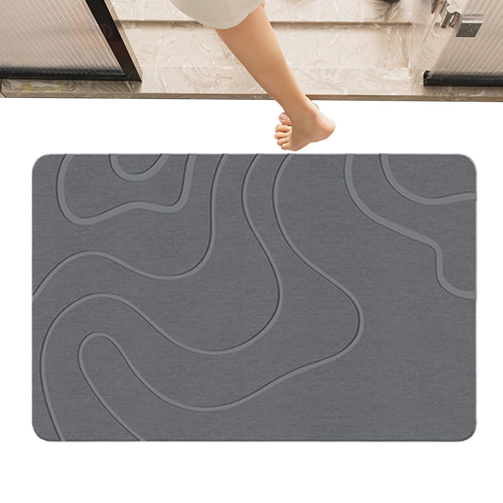 Felpudo para Baño Alfombra de Ducha Antideslizante con Tierra de Diatomeas | Alfombra Lavable para Salón, Comedor, Cocina, Hoteles y Baño Antideslizante