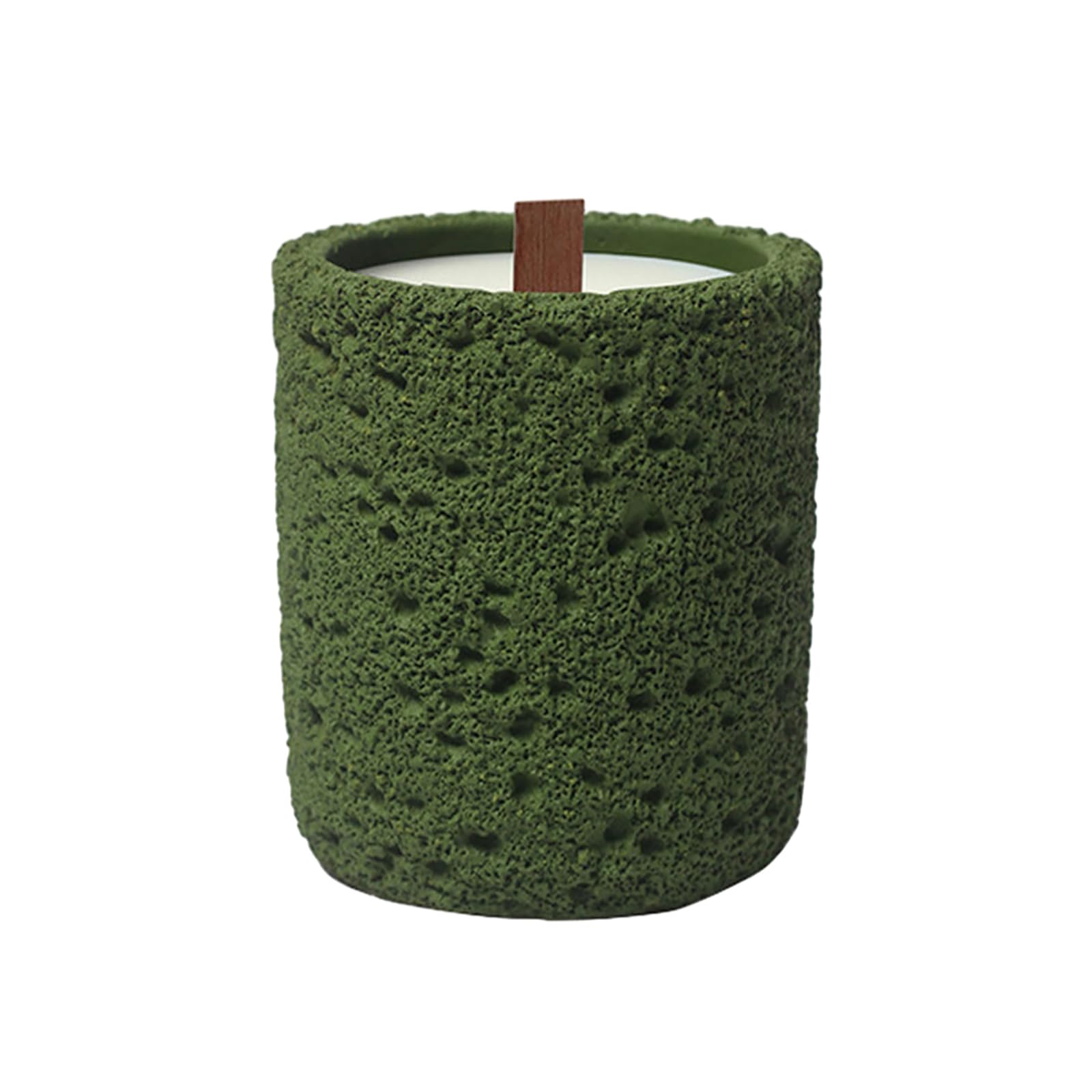2PC Nordic Creative Cemento Casa Aromaterapia Candela Tazza di Cera di Soia Contenitore Dritto Portacandele Decorazione-Alto Verde Oliva Profumo Foresta