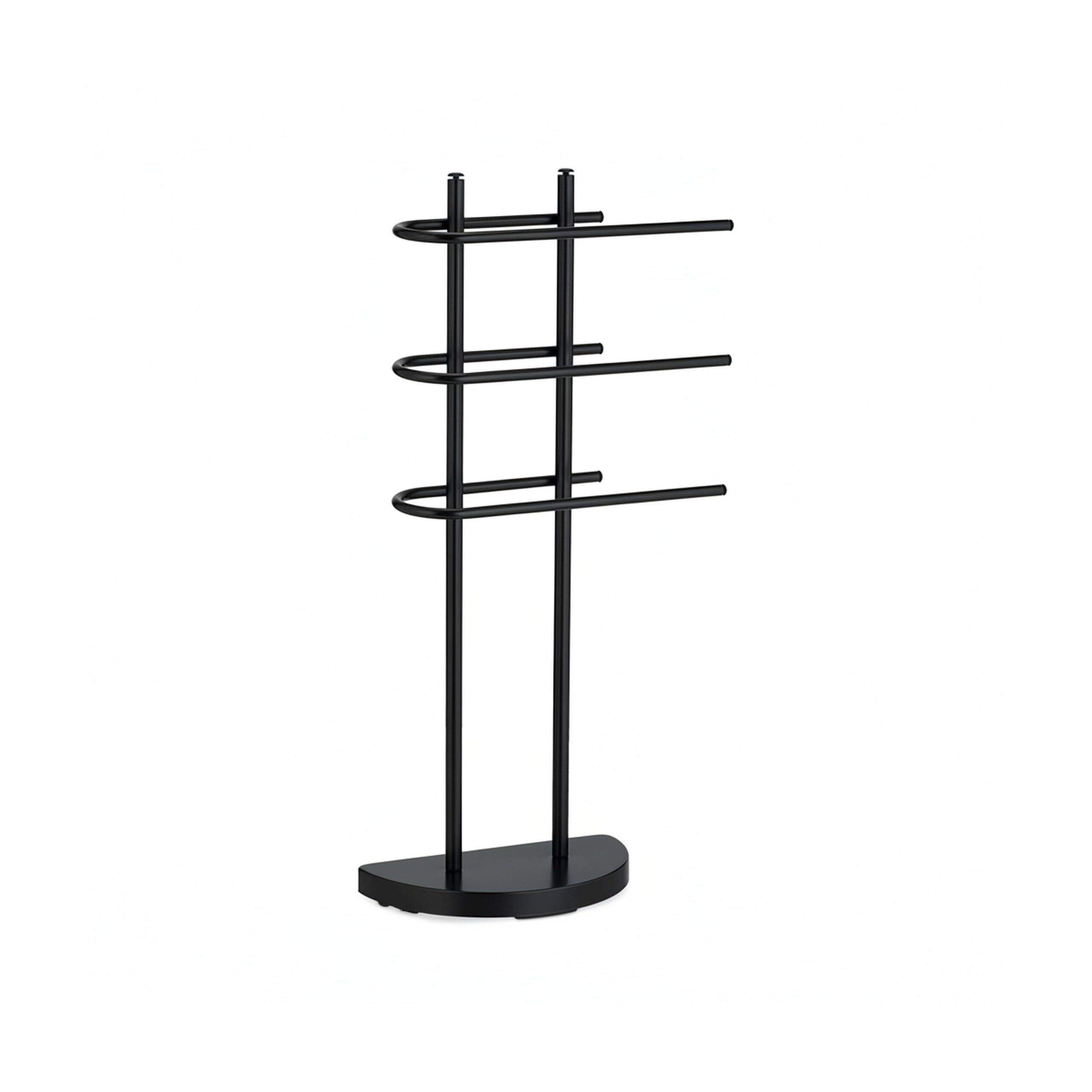 Relaxdays Piantana Portasciugamani, Autoportante, 3 Bracci in Ferro, HLP: 83x39x18 cm, Appendi Asciugamani Bagno, Nero