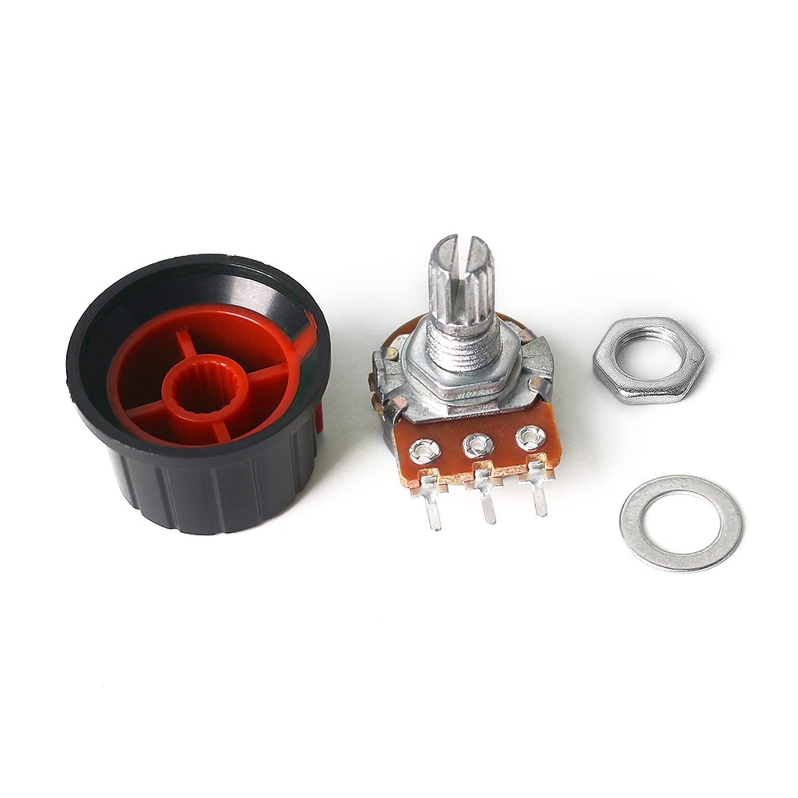 Juego de 5 potenciómetros lineales WH148 1K 2K 5K 10K 20K 50K 100K 250K 1M con Tapa de Perilla roja de 24x15mm, Kit de potenciómetros de 3 Pines de 15mm (Size : 1K Ohm)