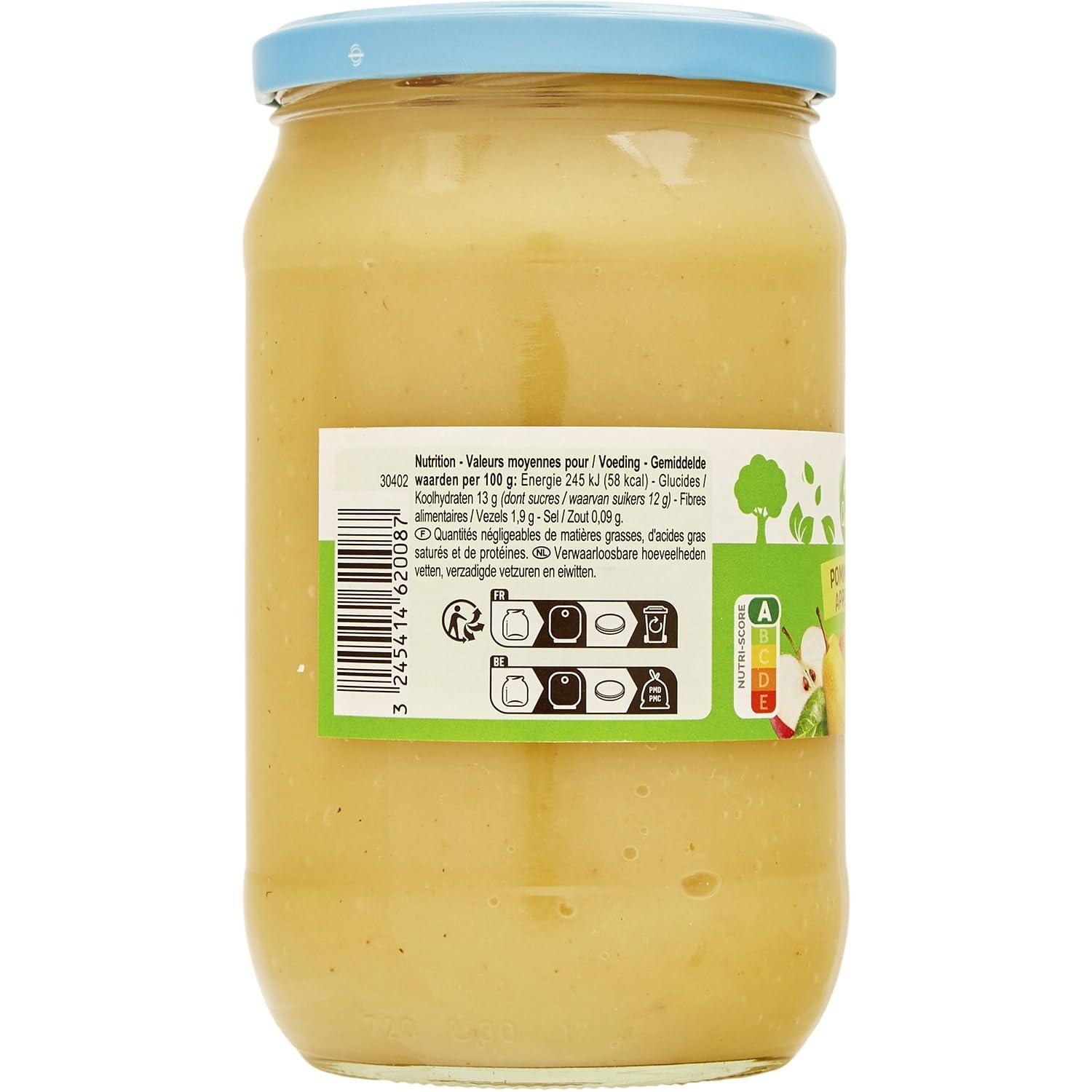 CARREFOUR CLASSIC - Compote Pomme Poire Sans Sucres Ajoutés - Recette aux Fruits - le pot de 710g - Le Lot De 3