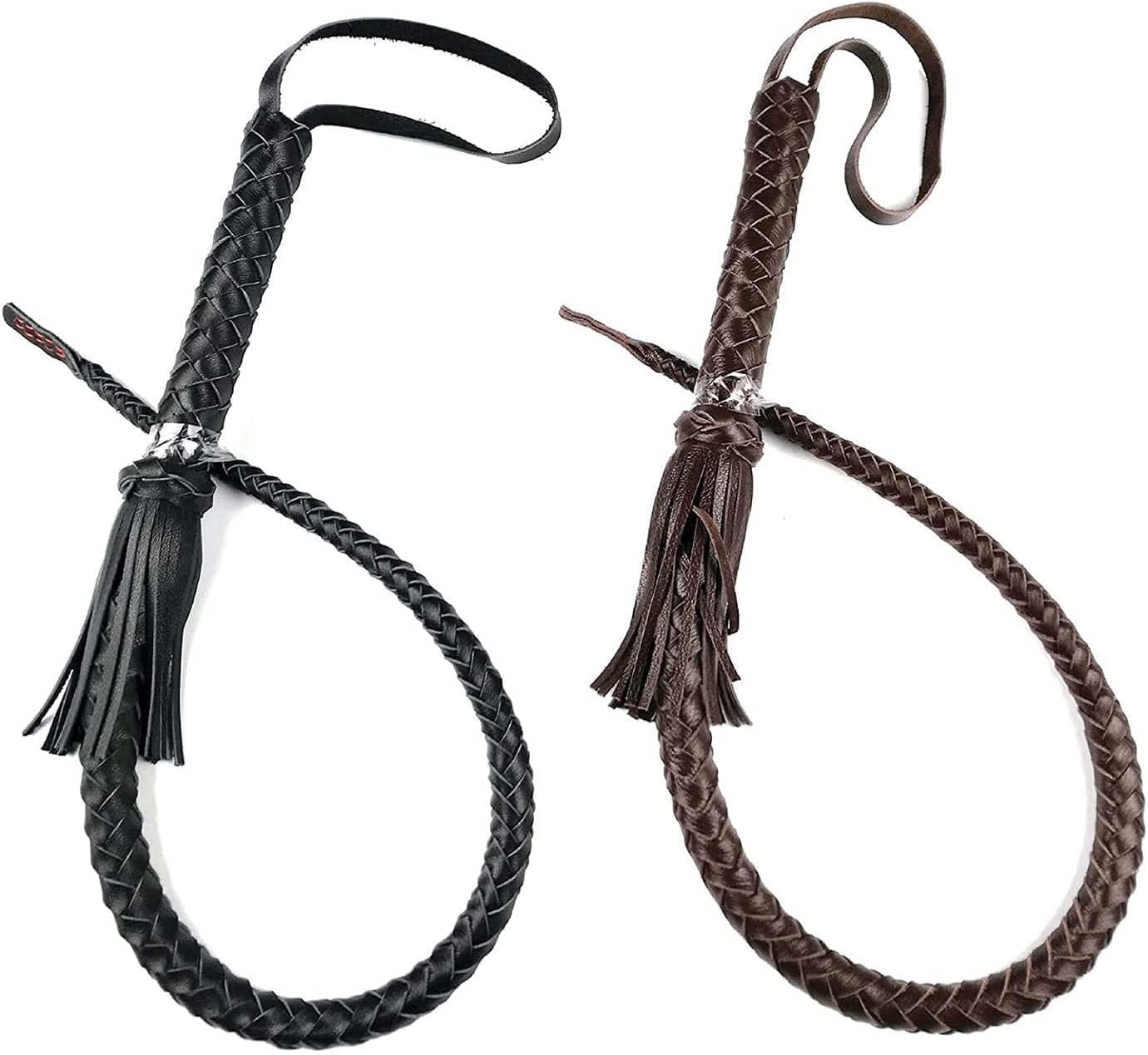 Frusta da Equitazione in Pura Pelle Frusta per Equitazione E Addestramento di Animali per Cane, Cavallo E Autodifesa - Corta, Robusta E Affidabile