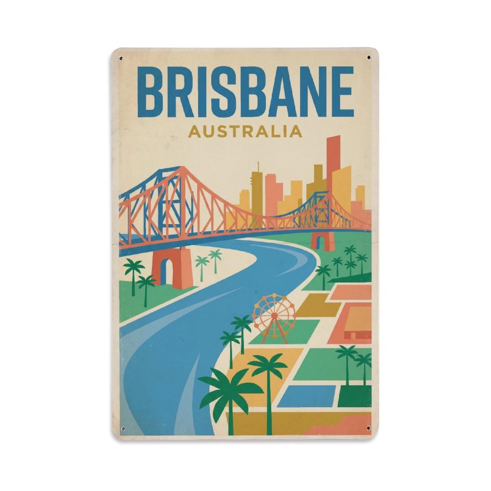 Metal Tin Sign Australia Brisbane Vintage Travel
