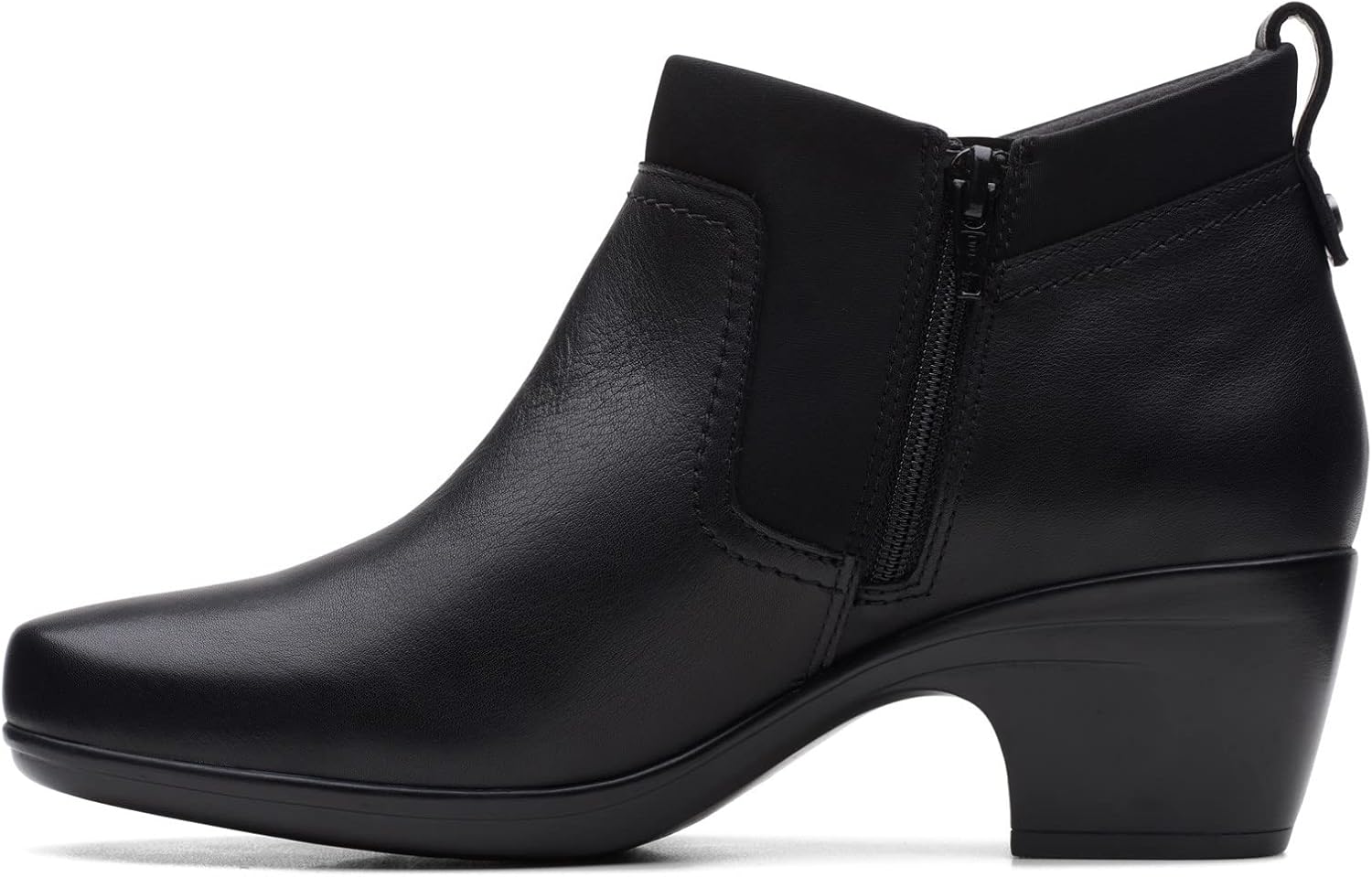 Clarks Women's Emily Chelsea Fashion Boot, Black Leather/Textile Combi, 9.5
