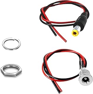 Ladeanschluss für Hoverboard 55 21 Stecker 5,5 x 2,1 mm DC Steckdose weiblich mit Gewinde Montageplatte Adapter mit Anti-Staub-Stecker 5,5 x 2,1/5,5 x 2,5 Ladeanschluss, 1 Stück