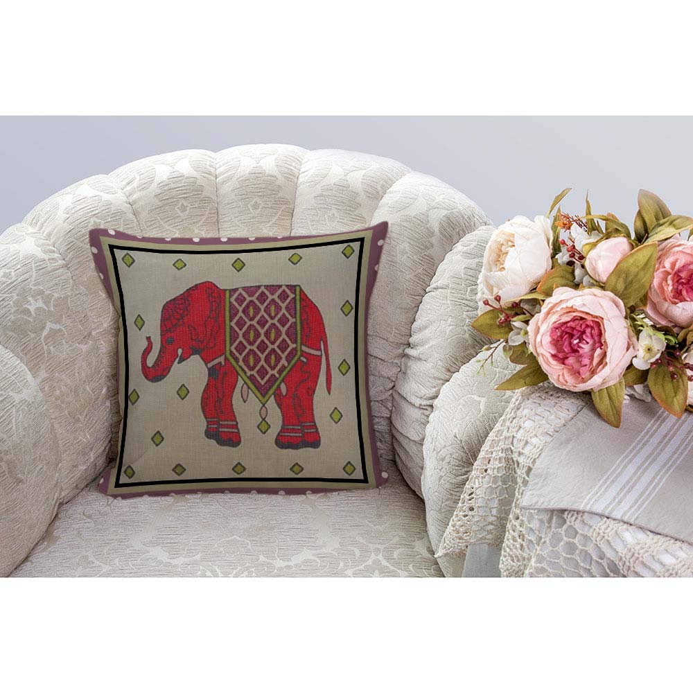 Nunubee Federe Cuscini Decorativi 45x45 Cm (2 Pezzi) - Elefante, In Lino, Per Divano E Camera Da Letto - 2