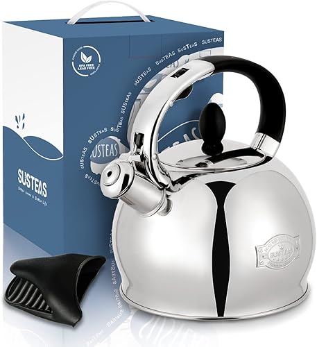 Miniatura 4 de SUSTEAS 2.64 Quart Stove Top Whistling Tea Kettle and 68 ounces glass pitcher with lid for homemade beverage