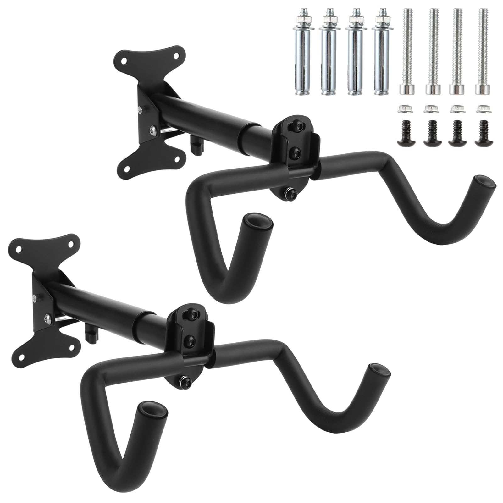WOPPLXY Lot de 2 Porte Velo Mural, Support Velo Mural avec Rembourrage Extra Souple, Accroche Velos Murals Garage en Métal pour Garage Intérieur (Longueur réglable)