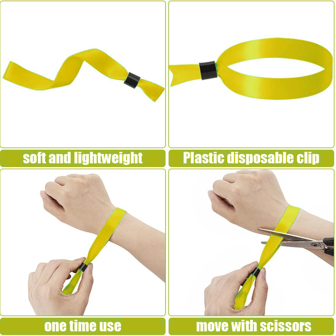 30 piezas pulseras de tela personalizadas, pulseras de identificación para eventos y niños (amarillo)