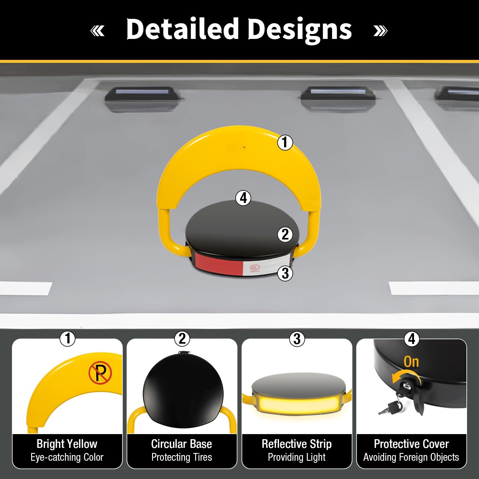Barrière de parking avec télécommande - Verrouillage de parking pliable - Batterie de parking - Obstacle - Anti-collision - 180° - Antivol de stationnement télécommandé étanche