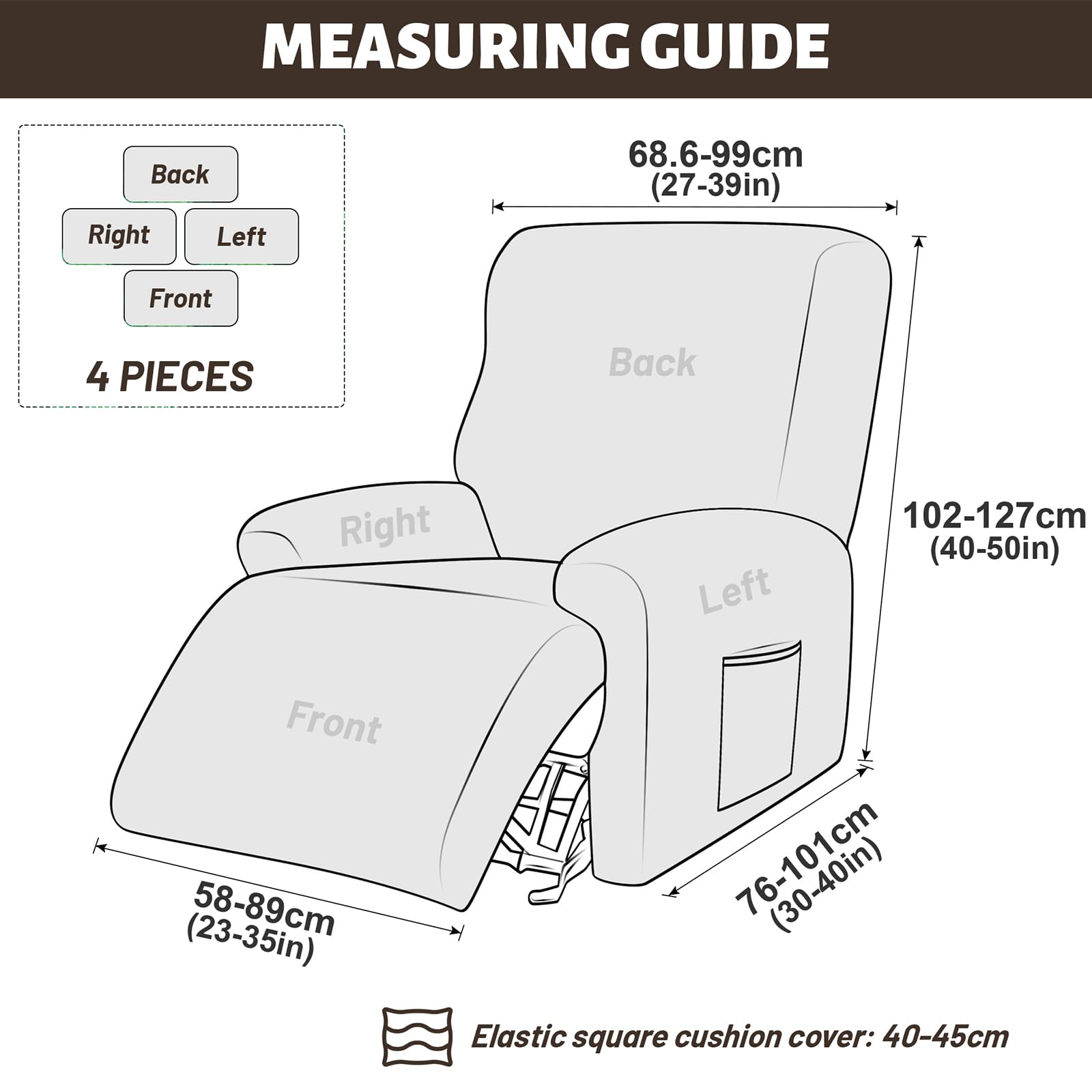 Alishomtll 4 Pieces Recliner Chair Covers, Stretch Velvet Recliner Sofa Covers - Image 3