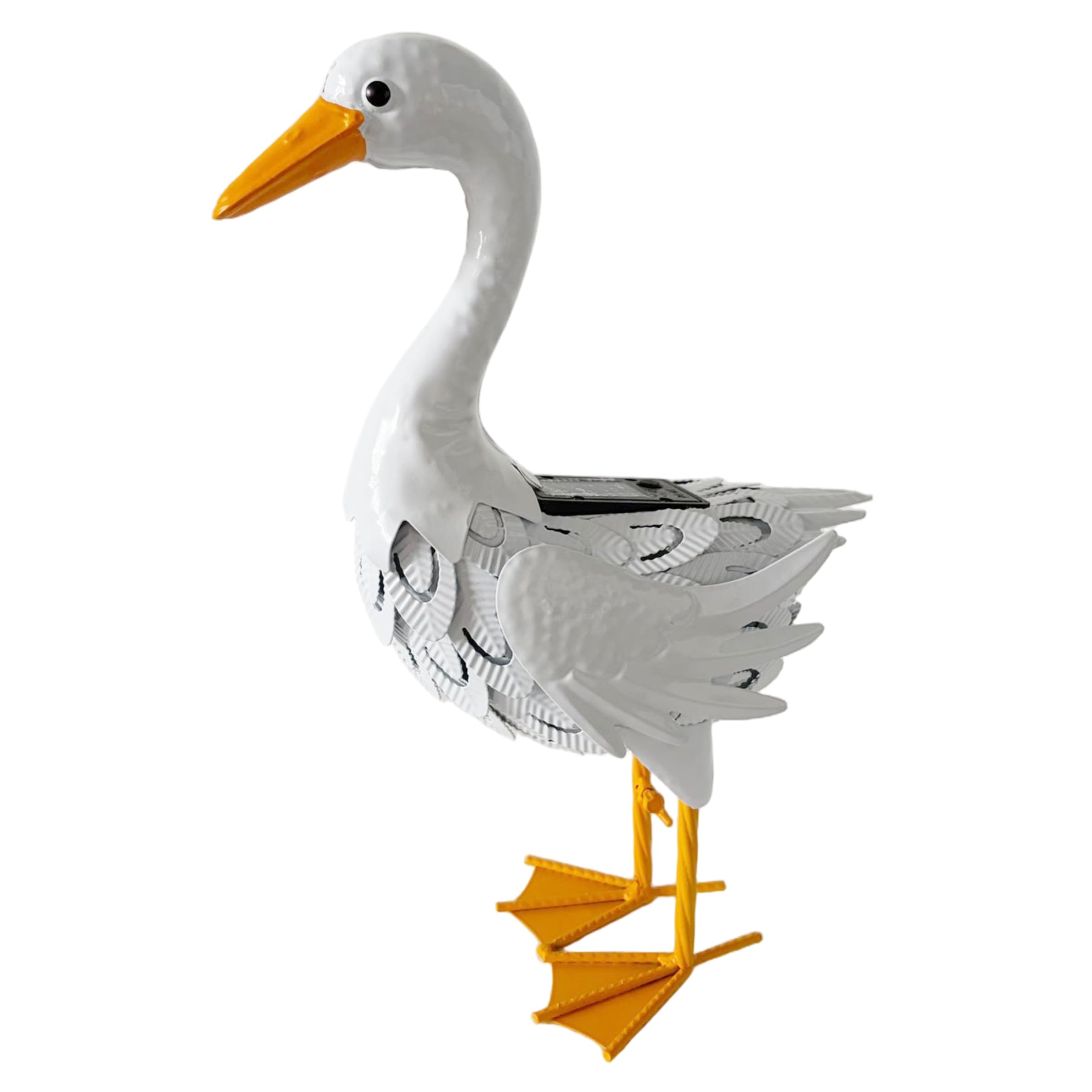 Sjfbebsy Duck Statue Solar Light-Up Porch Duck Figurine, White Garden Animal Statue Outdoor, 11.22x4.84x6.69 Inch