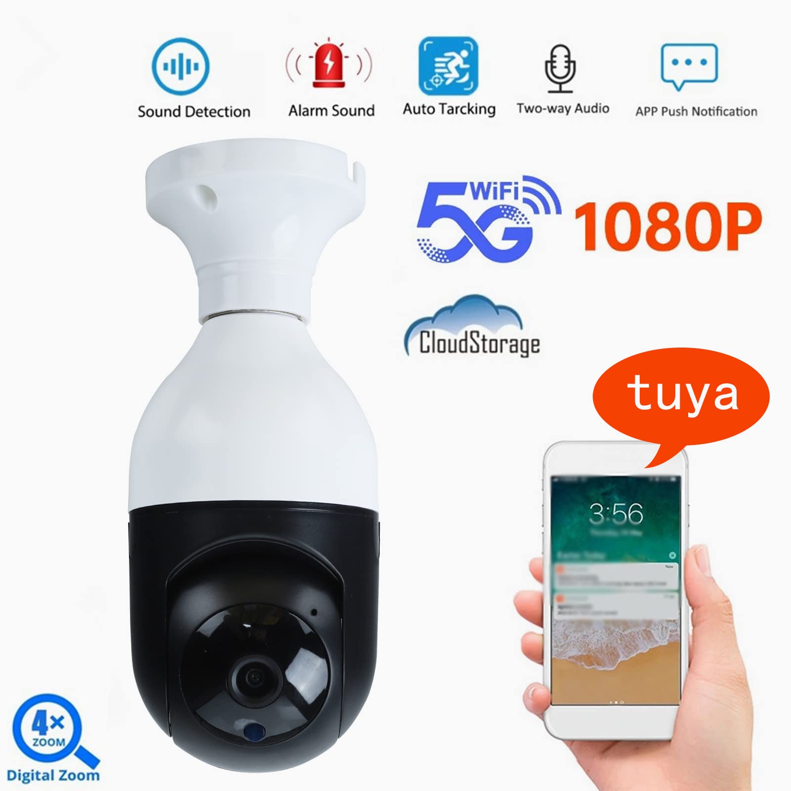 Amazon.com : E27 Bulb Camera 5G WiFi Camera Dual Band, 1080P Night Vision  Security Camera System, 360 Degree Wireless Home Surveillance Cameras,  Two-Way Call, Smart Motion Detection,with Base : Electronics