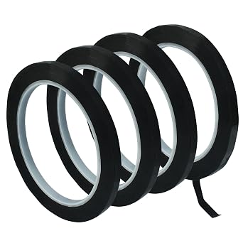 Black Pinstripe Tape, 1/4 inch 6mm, 4 Rolls