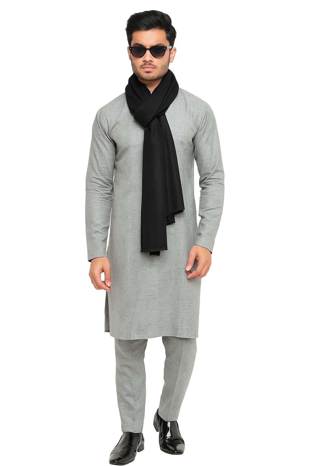 Premium Pure Pashmina Wool Black Stole for Men, 71 x 203 cm, Lightweight Winter Fashion Accessory, Formal and Casual Wear-picture-40
