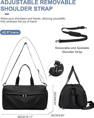 Miniatura 3 de Bolsa de gimnasio para mujeres y hombres con compartimento para zapatos, bolsa de lona deportiva, impermeable, para viajes, fin de semana, para