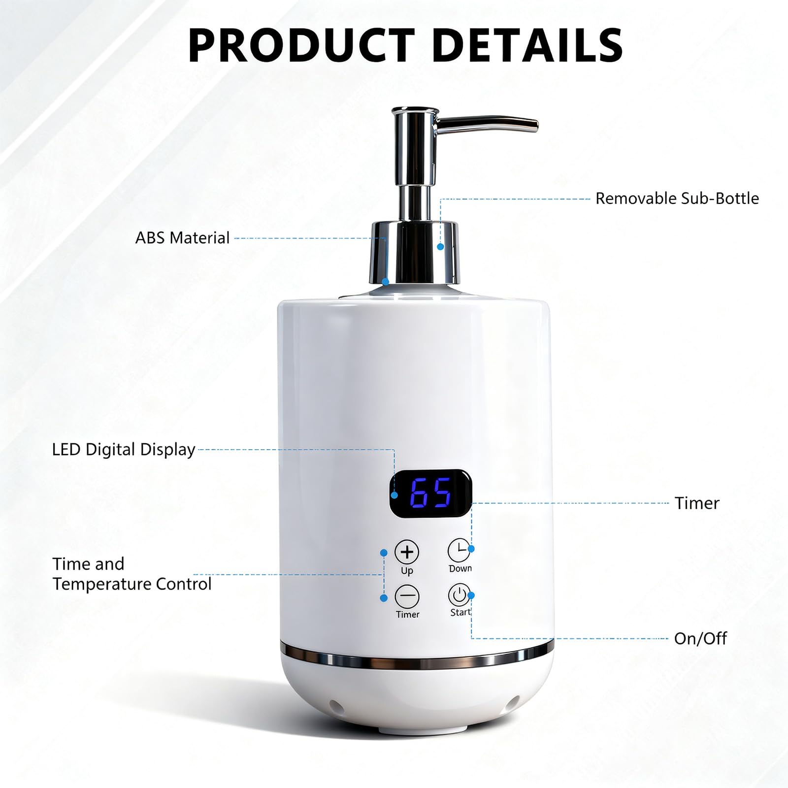 Intelligent Massageöl Wärmer 250ml mit Zwei Ölflaschenspendern und Trichter für Ätherische Öle Lotionen Cremes