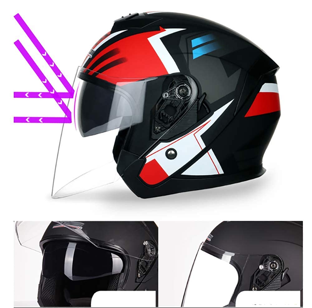 Męski kask rowerowy do skutera, letni kask motocyklowy retro z otwartą twarzą Pół kask z certyfikatem ECE Sportowy kask jeździecki na cztery pory roku, czapka z daszkiem, 4, XL = 61-62