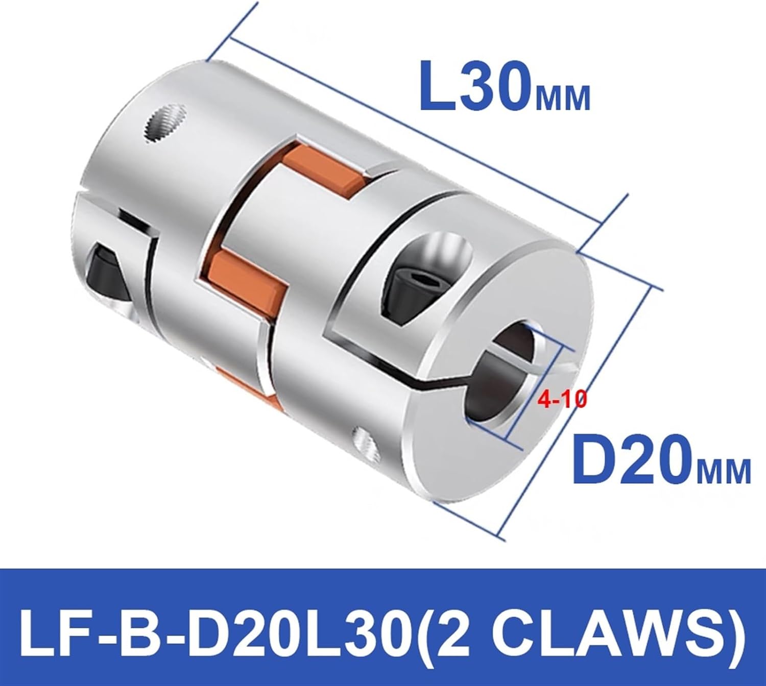 LF Two Jaw D20L30 Coupler Aluminium Plum Flexible Shaft Coupling Stepper Motor Connector 4/5/6/6.35/8/10mm(5mmx6.35mm)