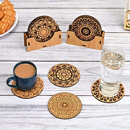 Gift Kya De Gkd Coaster Set Of 6 Mandala Art Wooden Coasters With