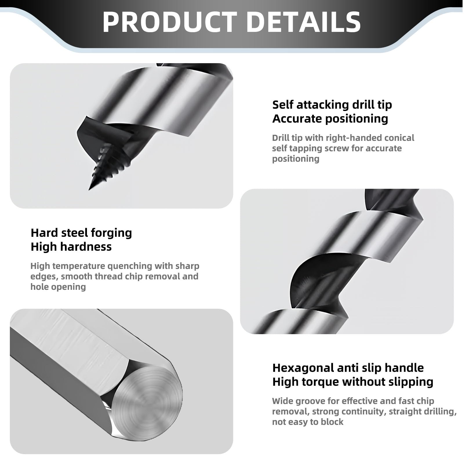 10mm X 235mm Long Wood Drill Bit Hexagonal Auger Hex Shank Straight Drill Bits High Grade Steel Cuts Shallow and Deep Holes in Wood Block Brick Tile and Plastic - Image 3