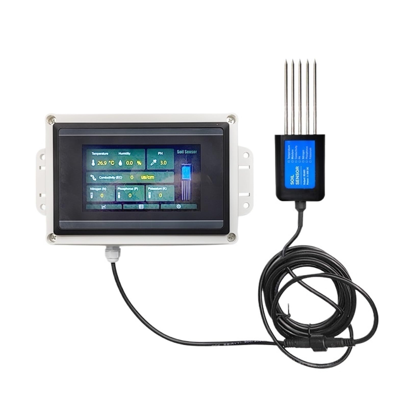 Medidor De Humedad Sensor 7 En 1 De Humedad Del Suelo, Temperatura, Humedad, EC, PH, NPK, Medidor Rápido De Prueba De Suelo