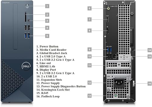 Miniatura 2 de DELL Nuevo Inspiron 3020S - Escritorio pequeño, Intel Core i5-13400, RAM DDR4 de 16 GB, SSD de 512 GB, gráficos Intel UHD 730, Win 11 Pro,