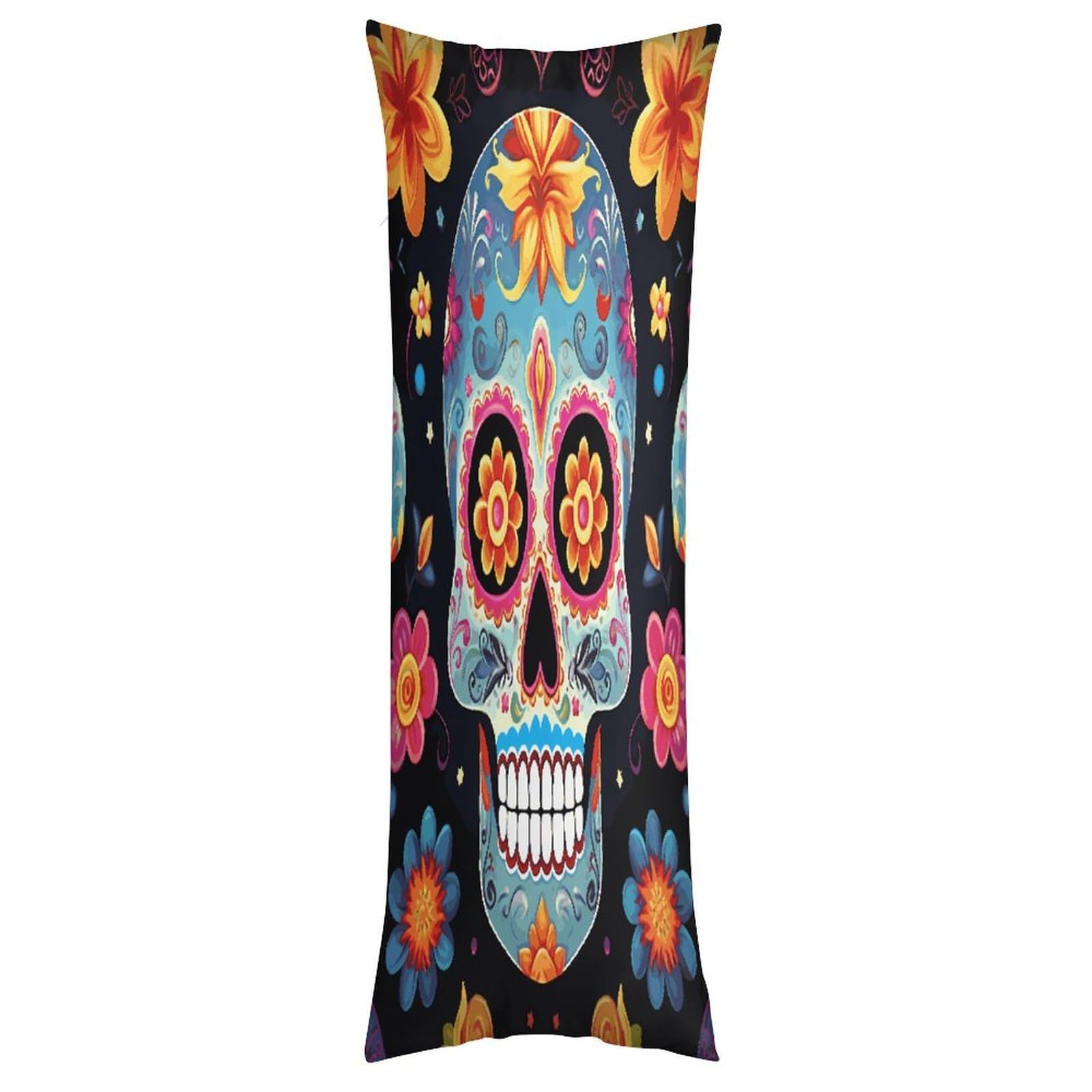 LDGSUPH Sugar Skulls Pillow Cases Soft Pillowcase with Invisible Zipper Wrinkle Resistant Pillow Covers Breathable Removable Pillow Protector for Bed Sofa Car 20"x54"