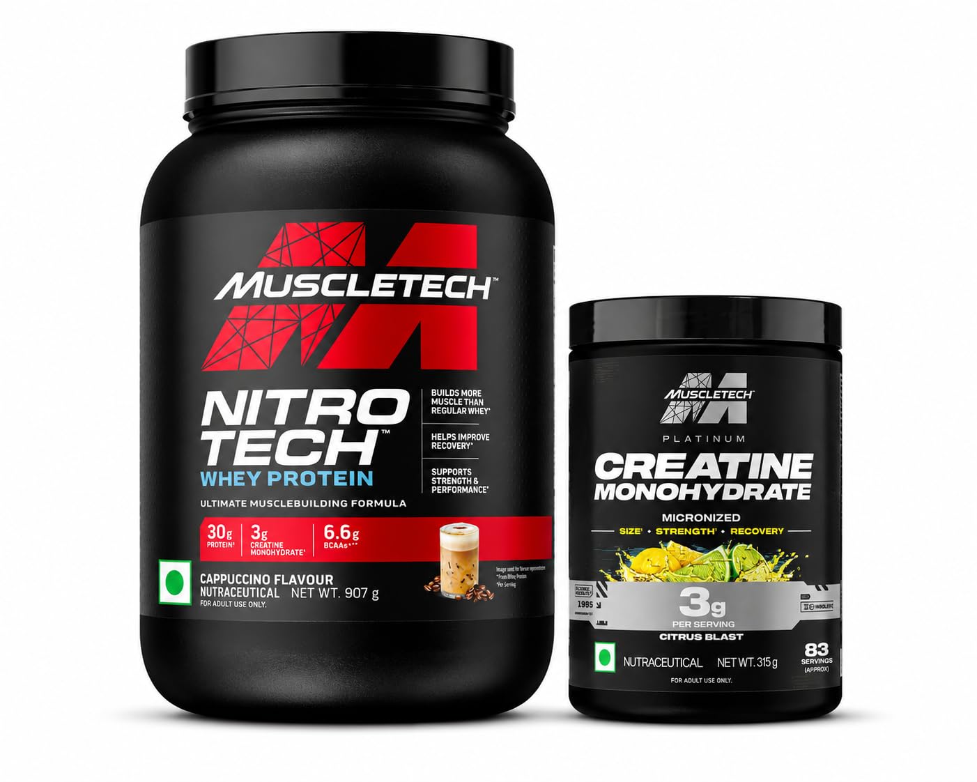 MuscleTech Nitro-Tech Whey Protein, 907g (2lbs), Cappuccino and Creatine Micronized Powder | 83 Servings, Citrus Blast-image-24