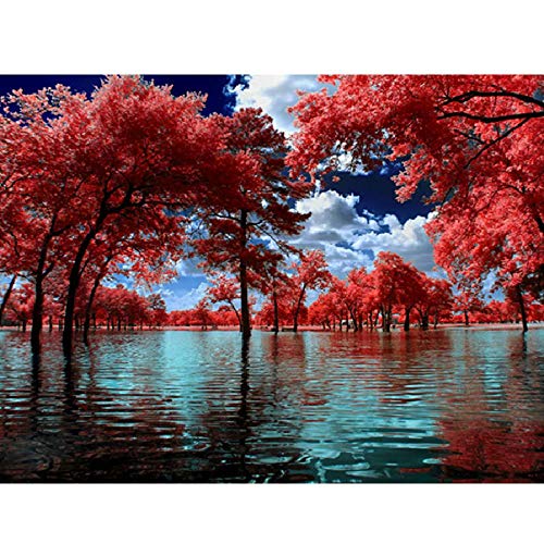 WZZPSD Puzzle Adulte 1000 Pièces Modèle de grappe de forêt d'érable Rouge dans l'eau l'art du Salon Puzzle en Bois De Bricolage Style Cadeau Unique