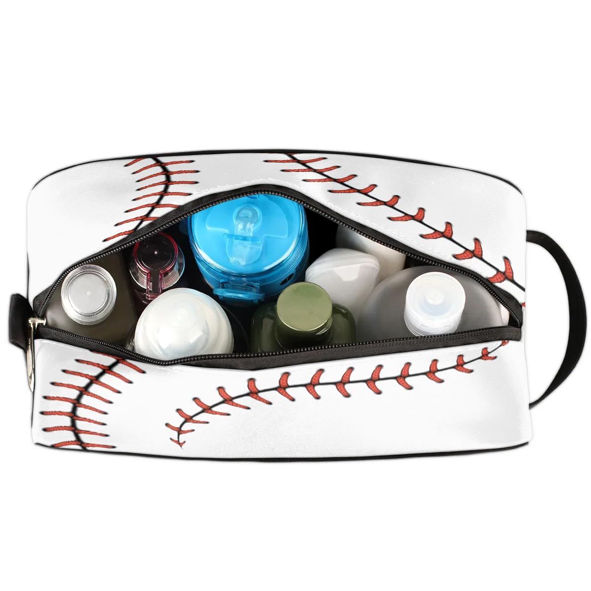 Neceser de viaje para niños, impermeable, para colgar, bolsa de lavado con gran capacidad para viajes, deportes, ducha, blanco (White Baseball), Béisbol blanco
