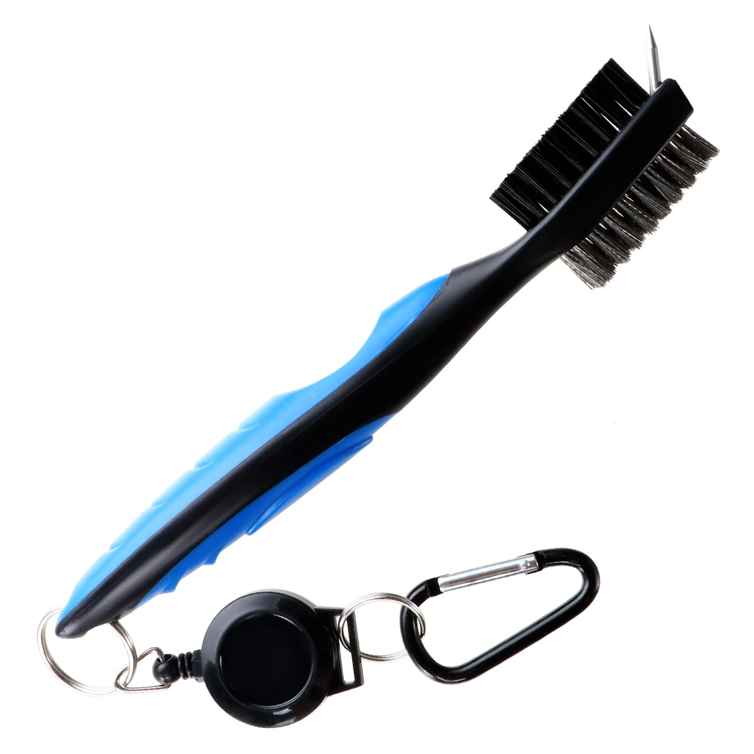 Spazzola da golf per mazze da golf Golf Club Brush Groove Cleaner spazzola per la pulizia della mazza da golf con moschettone per superfici di racchette, scanalature per borsa da golf
