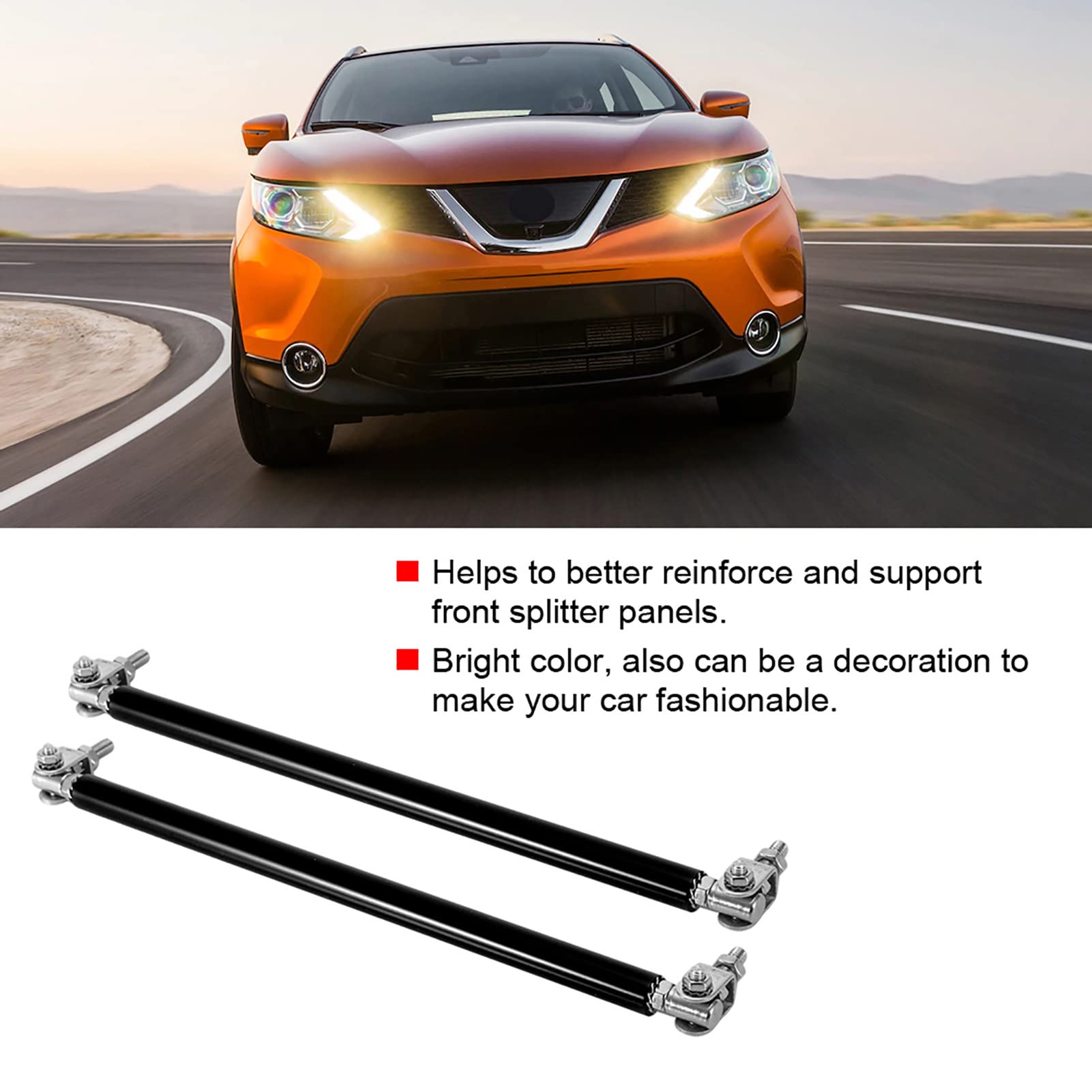 1 Paio di Aste di Supporto per Splitter Anteriore da 20 Cm, Asta di Modifica del Puntone della Barra del Paraurti Dell'auto Aste per Labbro Diffusore Regolabile Barre di Supporto