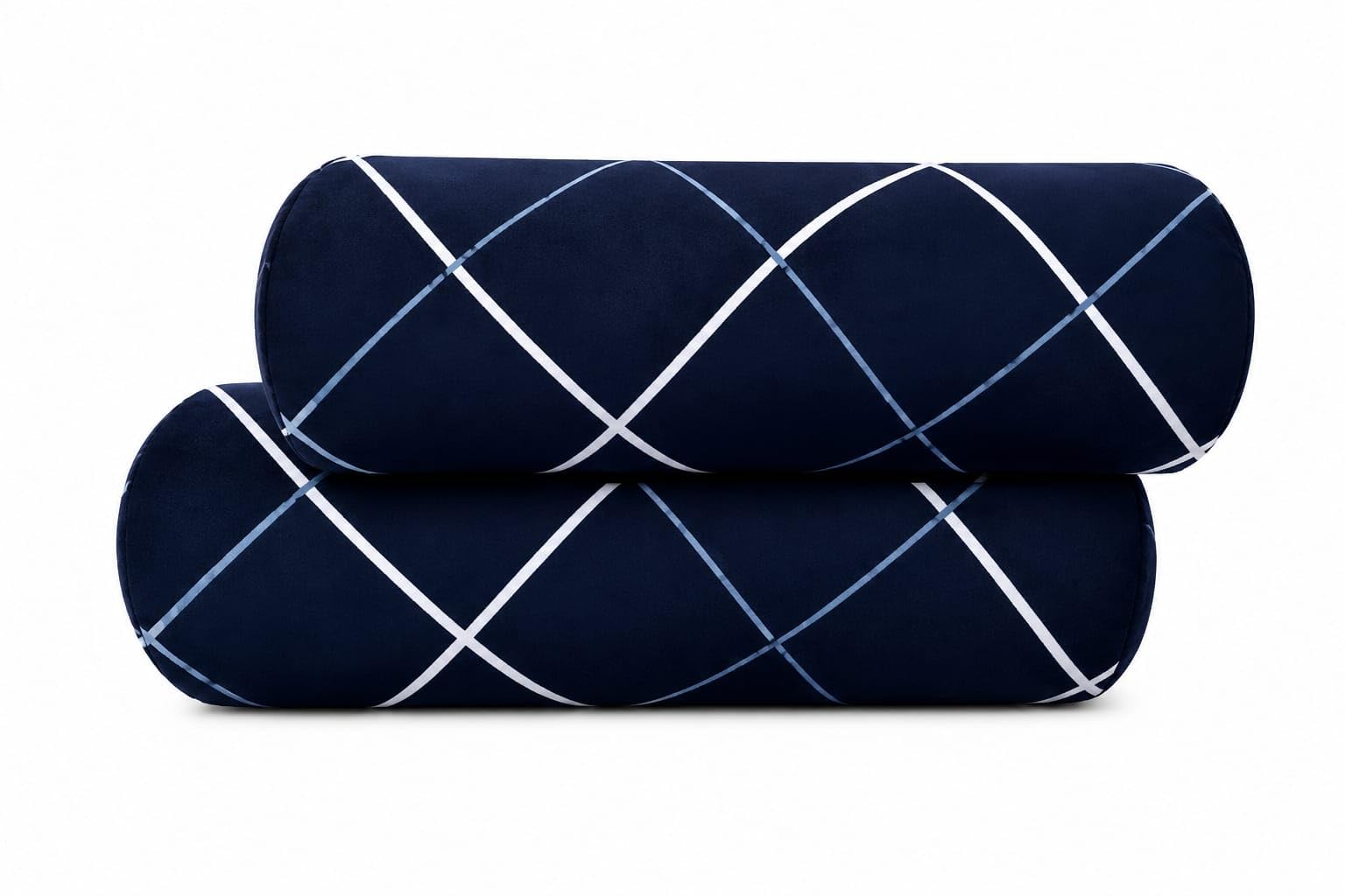 Blue Check Bolster Pillows with Polyester Fiberfill, Fluffy and Comfortable, Pack of 2 3