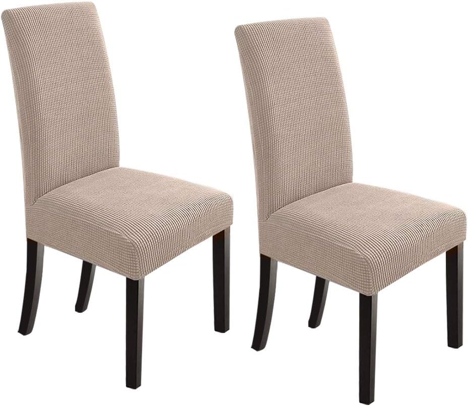 NORTHERN BROTHERS Dining Chair Covers Stretch Chair Covers Parsons Chair Slipcover Chair Covers for Dining Room Set of 2, Khaki
