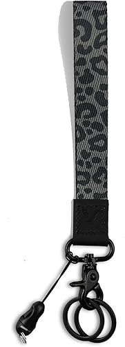 Yiflin Bonito cordón de muñeca para llaves, llavero, cartera, soporte de identificación, teléfono celular, llavero de pulsera, Unicornio negro y gato