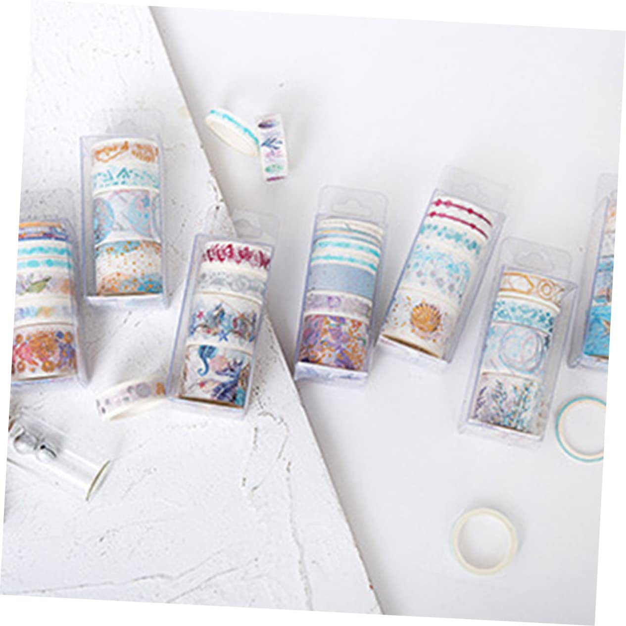 Lurrose 6stücke Cartoon Unterwasserwelt Klebeband Buntes Washi Tape Für Büro Schule Zufälliger Stil Kreatives Basteln Scrapbooking