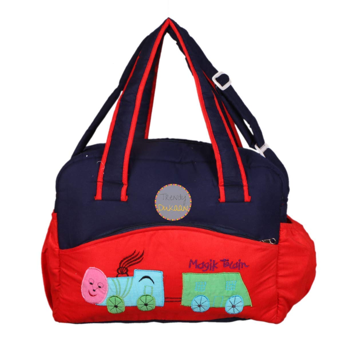 Wearilio Newborn Baby Multipurpose Polyester Diaper/Mother Bag with Holder Diaper Changing Multi Compartment (Colors and Design May Wary). (Codroy Red)-image-15