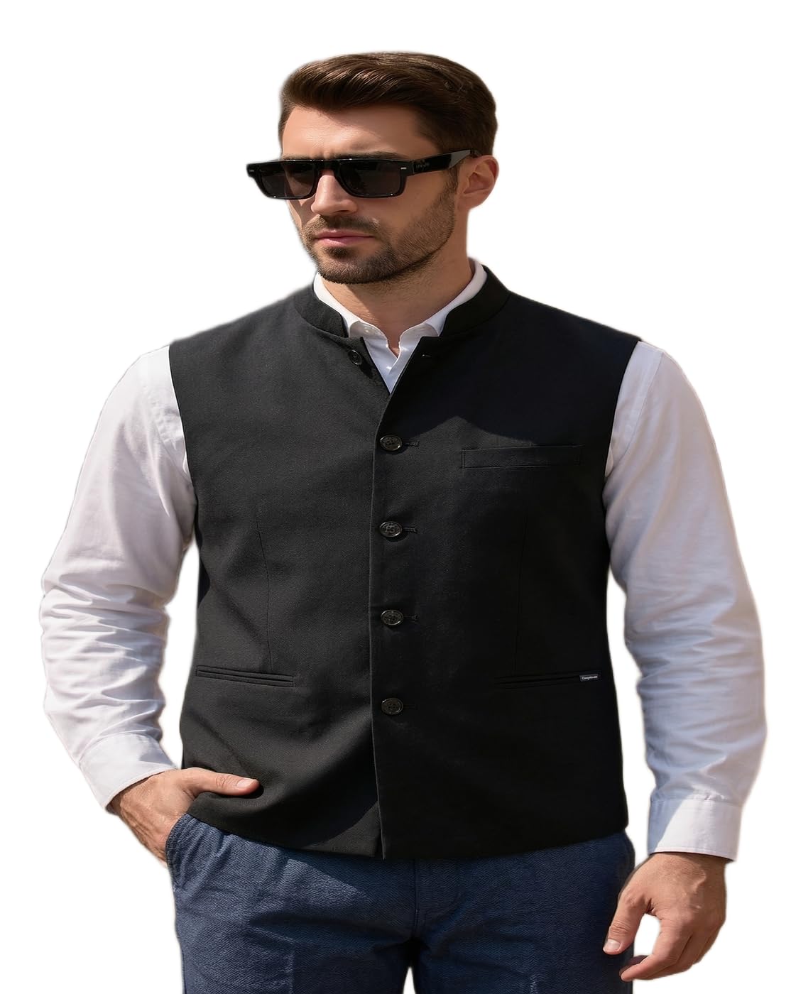 perfect productions Men Black Nehru Jacket,Black Modi Koti,Plus Size Nehru Jacket-picture-49