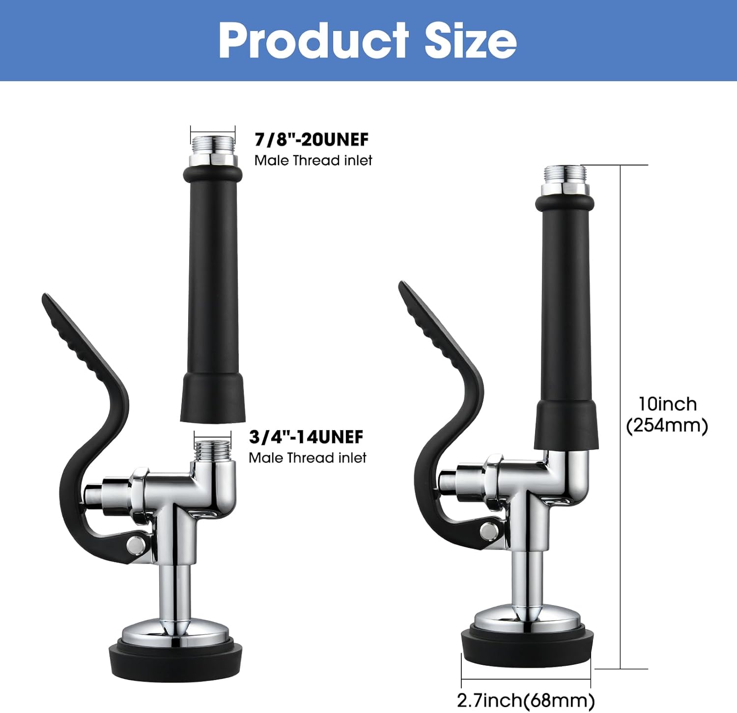 [2-Pack] HWM Pre Rinse Sprayer Commercial Sink Sprayer Head, 1.42GPM Spray Valve Dish Sprayers Nozzle with Handle Grip Assembly, Commercial Faucet Parts for Kitchen Sink - Image 2