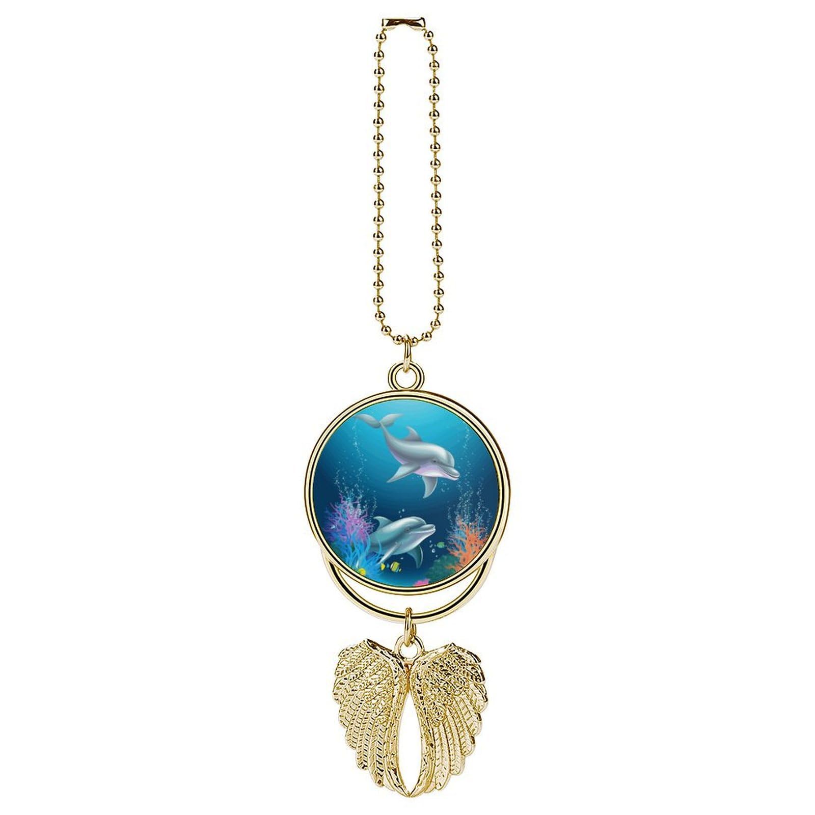 Dolphin and Fish Car Pendant Hanging Swing Auto Rear View Mirror Hanging Car Rear View Mirror Charm Truck Hanger Ornament Charm for Car Rear View Mirrors Accessories